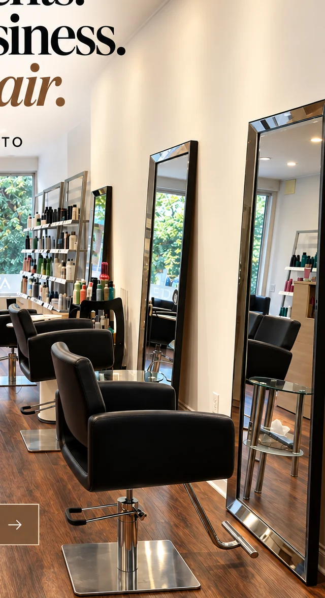 Real Baltica Salon styling chairs, mirrors and professional workspace